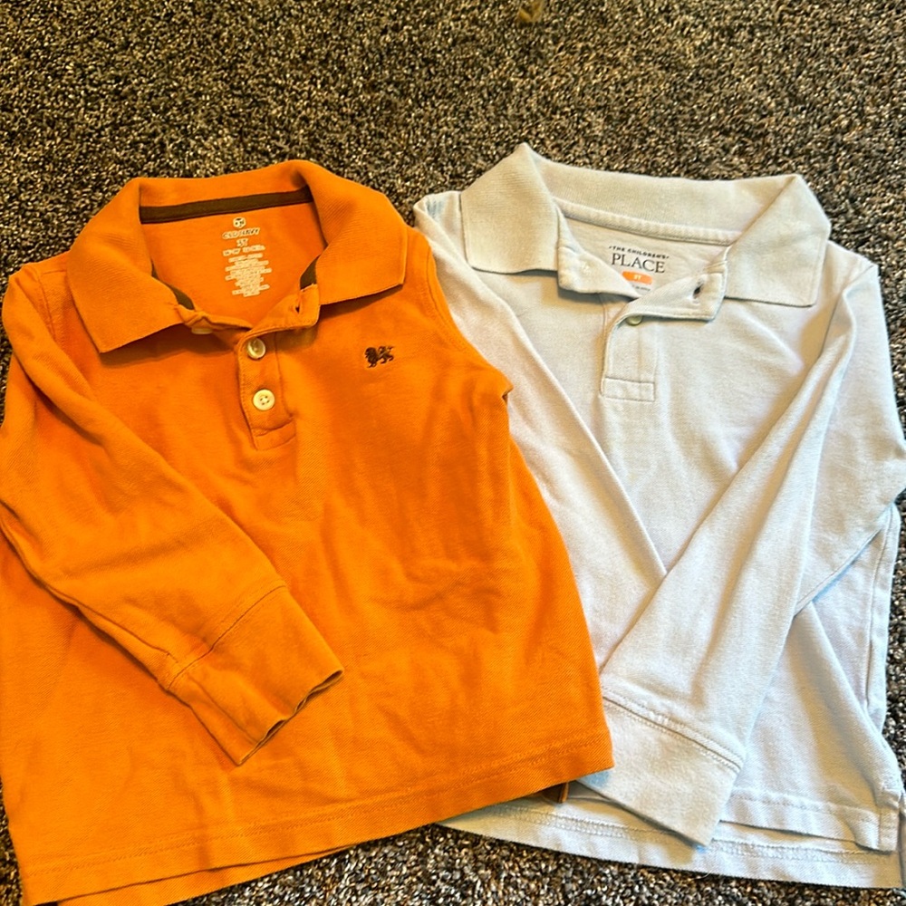 Long sleeve polos set (orange & light blue)